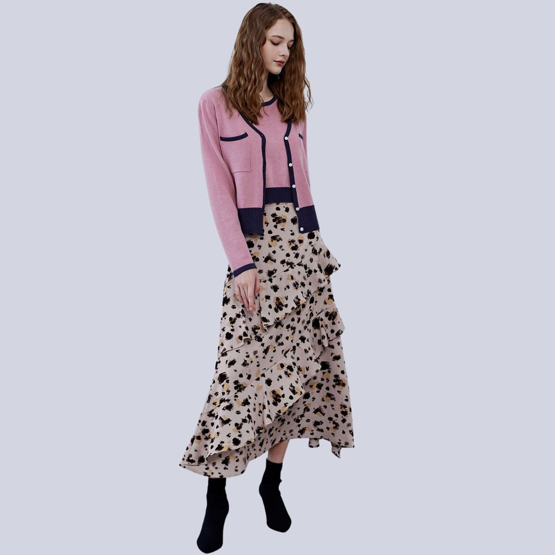 Ivie | Vest mit Farbblöcken, kontrastierenden Paspeln und Knopfverschluss