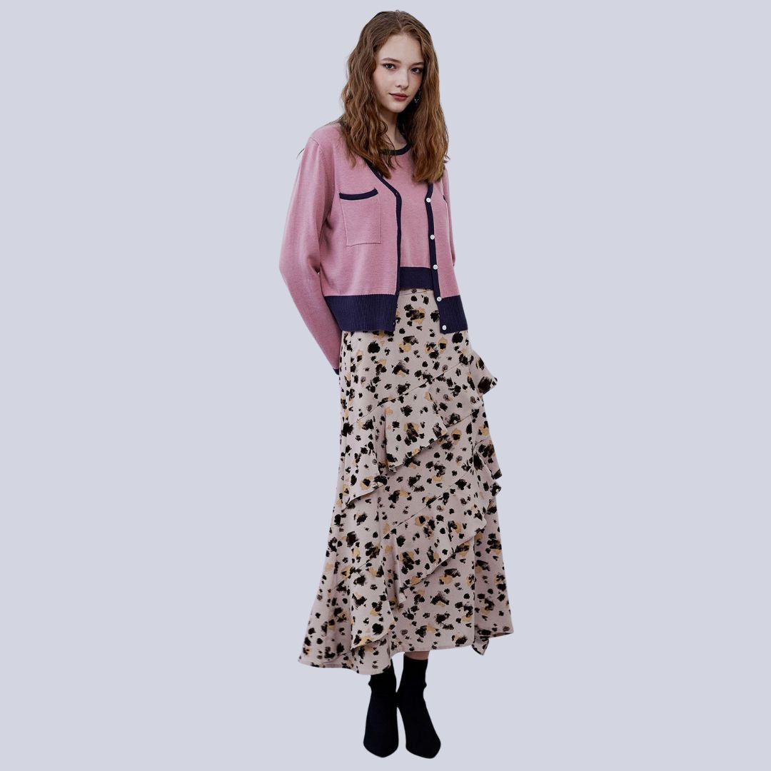 Ivie | Vest mit Farbblöcken, kontrastierenden Paspeln und Knopfverschluss