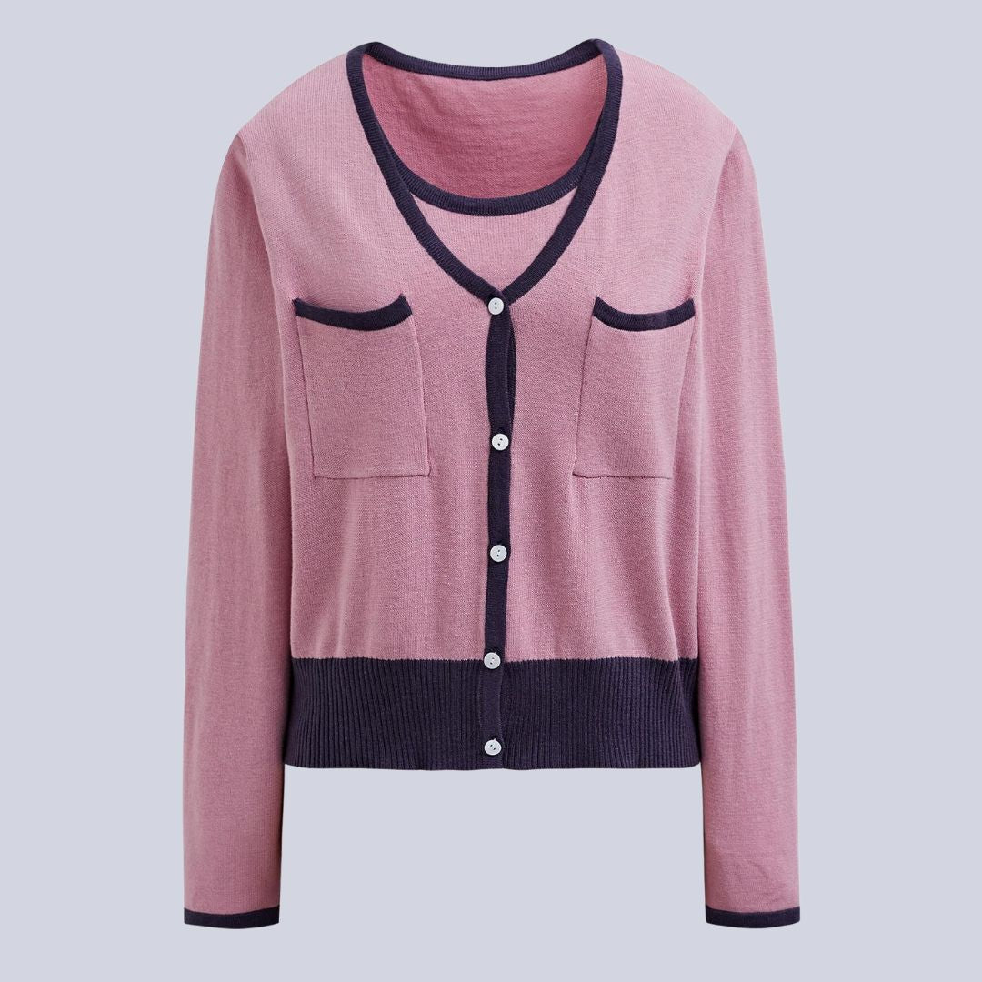 Ivie | Vest mit Farbblöcken, kontrastierenden Paspeln und Knopfverschluss