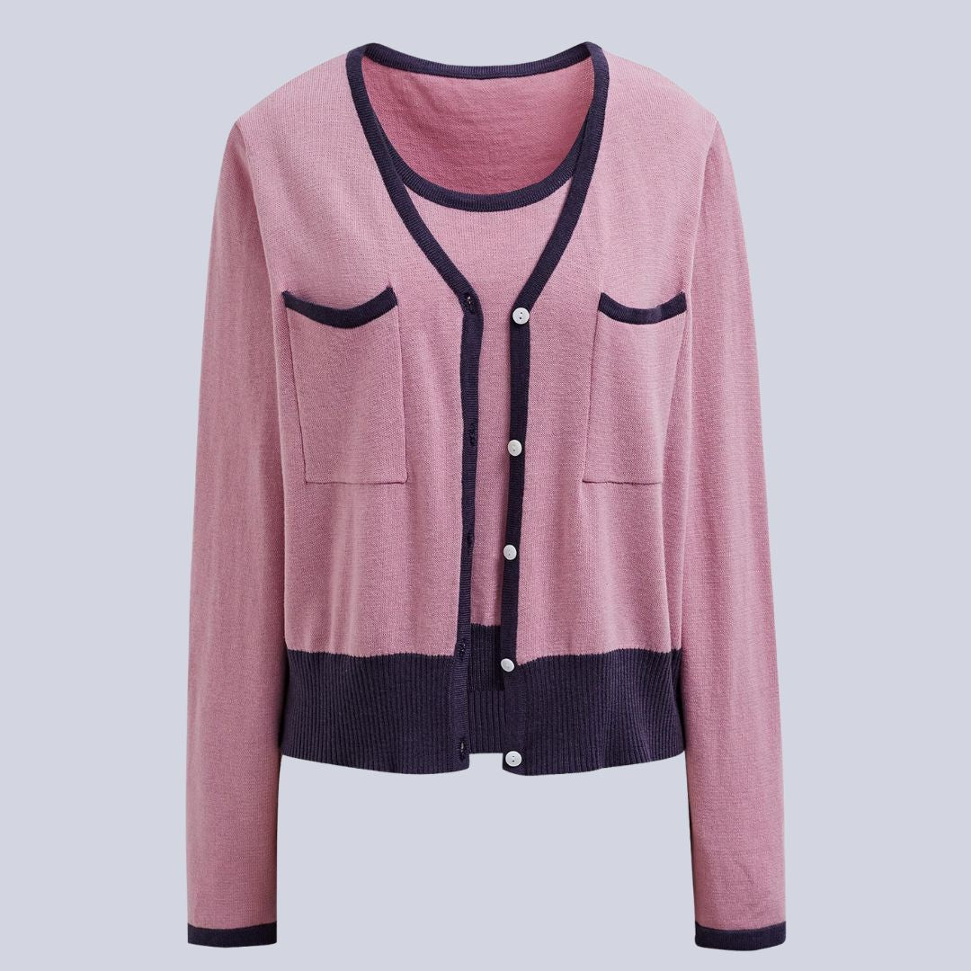 Ivie | Vest mit Farbblöcken, kontrastierenden Paspeln und Knopfverschluss