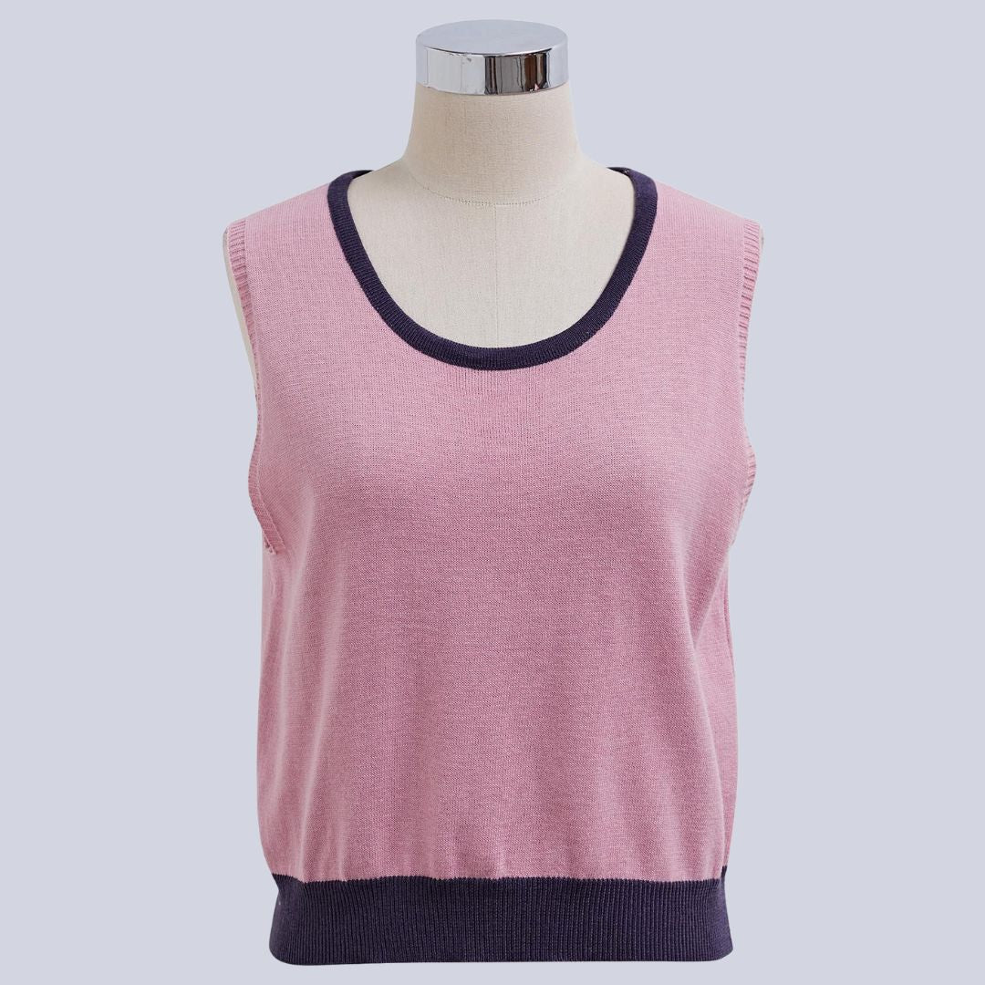 Ivie | Vest mit Farbblöcken, kontrastierenden Paspeln und Knopfverschluss