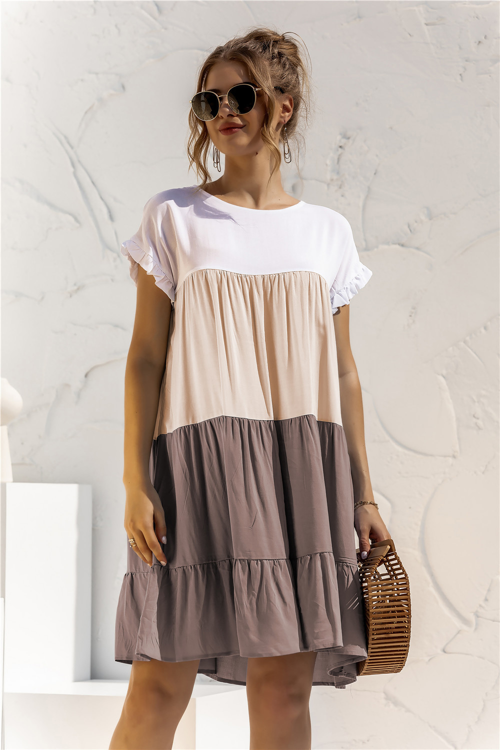 Frederick | Lockeres weites Kleid mit Farbblockmuster