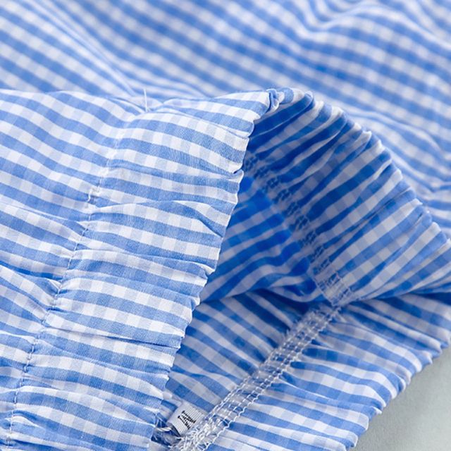 Naddy | Gingham-Romper mit Schlüssellochausschnitt und Schleifendetail