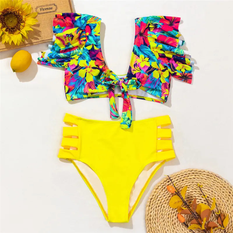 Wendoly | Florales Rüschen-Bikini-Set