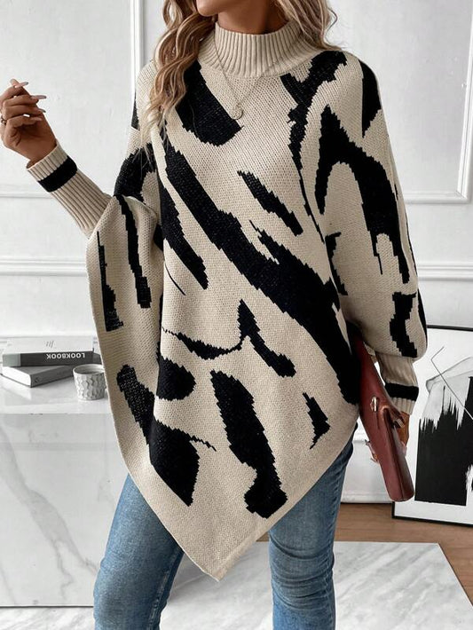 Briona | Khaki Pullover mit Print und Ärmeln