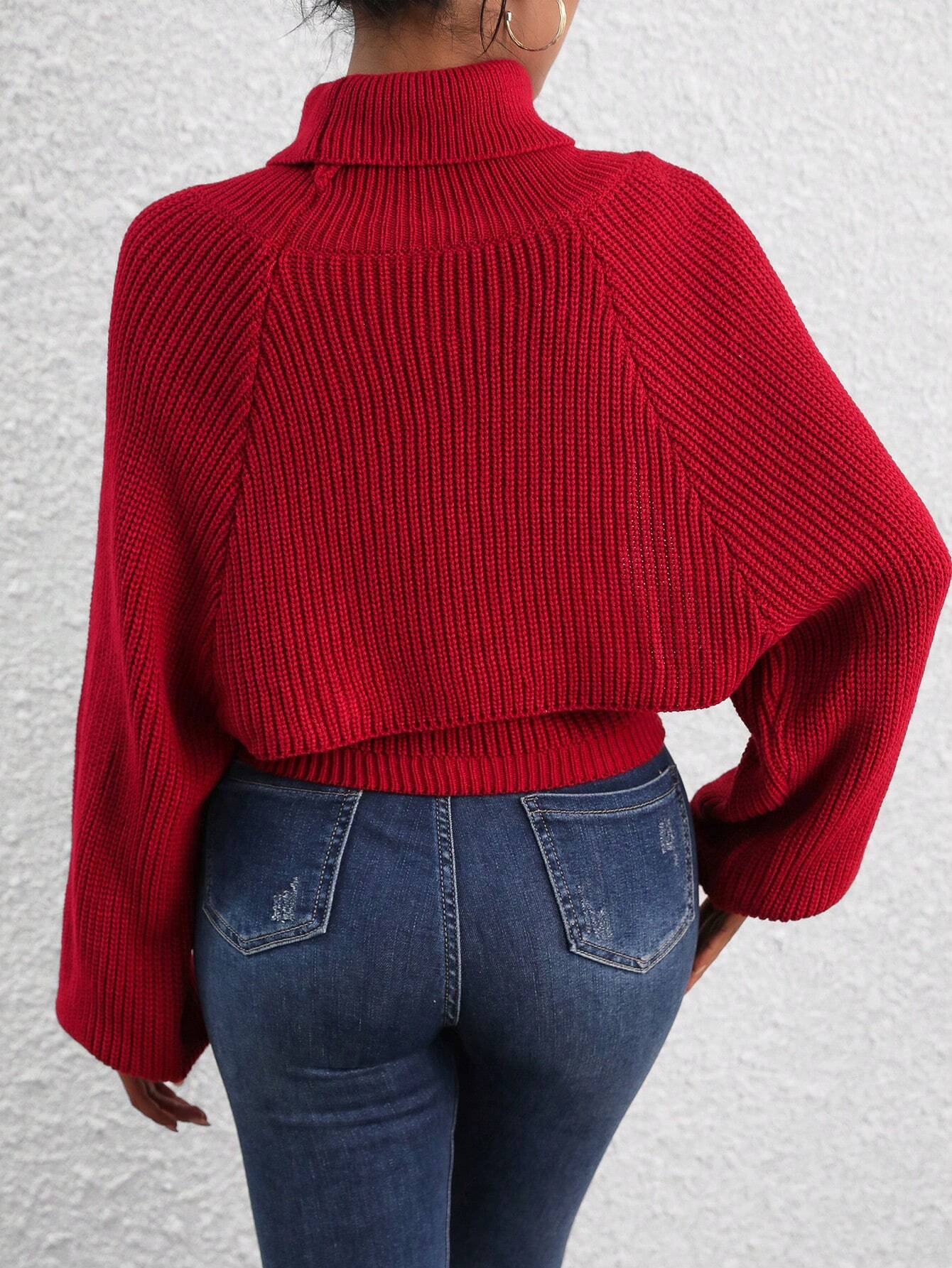 Brisenda | Roter unifarbener Rollkragenpullover