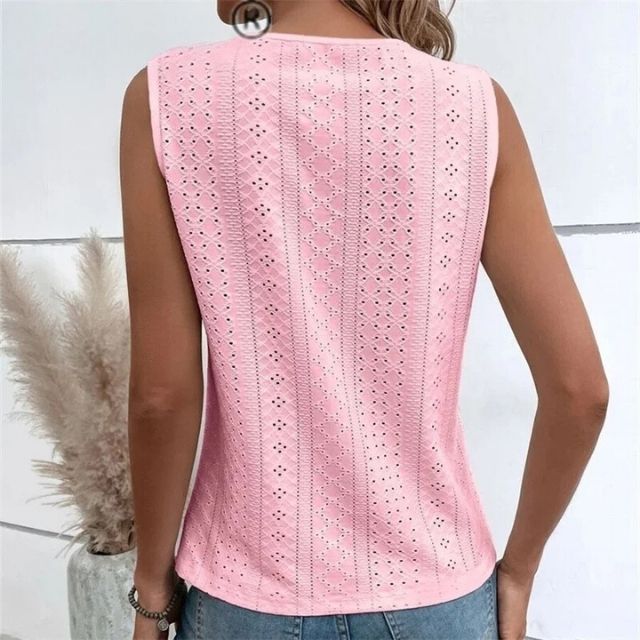 Ailene | Ärmellose Bluse mit Spitzenüberzug