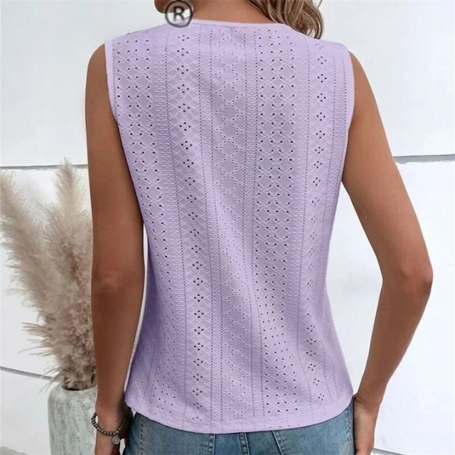 Ailene | Ärmellose Bluse mit Spitzenüberzug