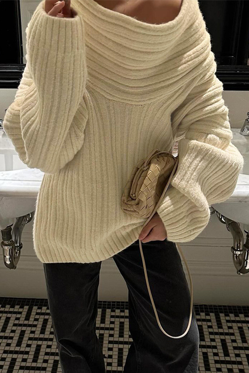 Sarlotte | Oversized Strickpullover mit breitem Kragen für Damen