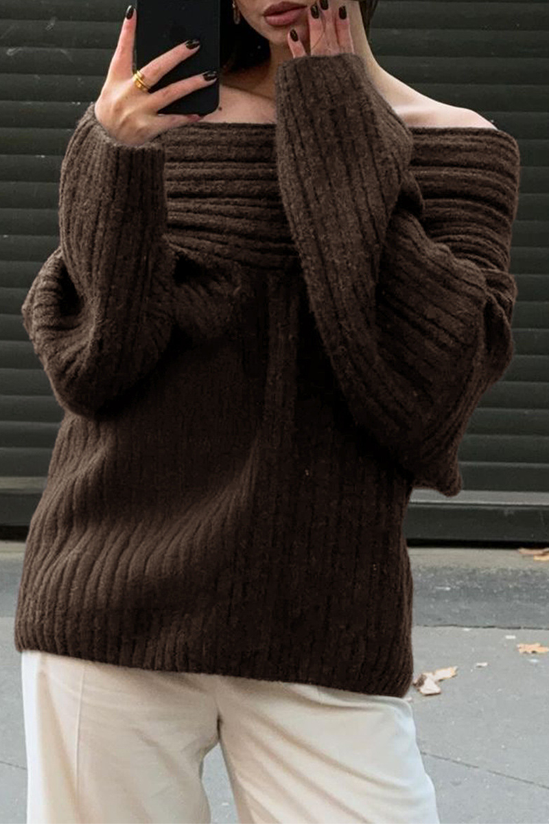 Sarlotte | Oversized Strickpullover mit breitem Kragen für Damen