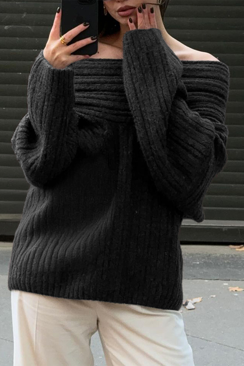 Sarlotte | Oversized Strickpullover mit breitem Kragen für Damen