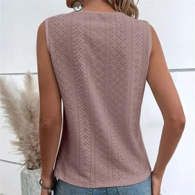 Ailene | Ärmellose Bluse mit Spitzenüberzug