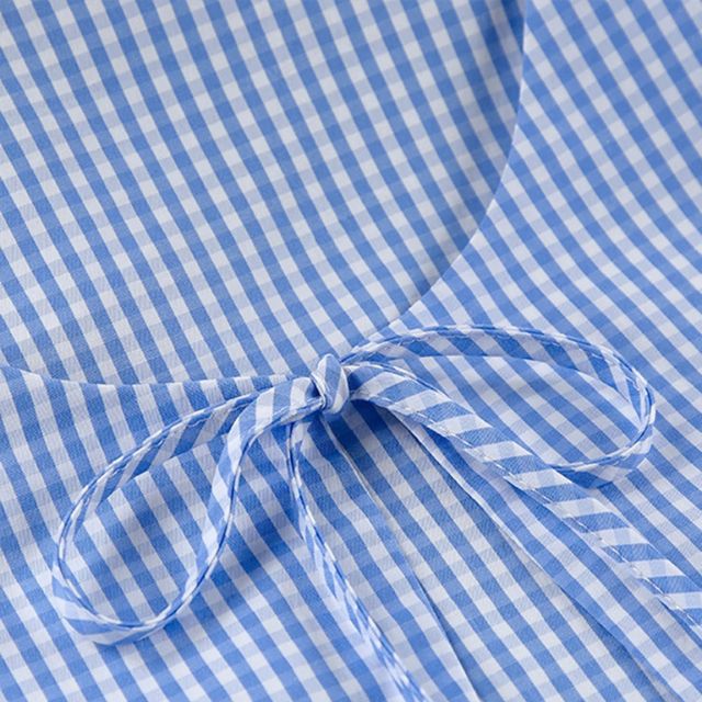 Naddy | Gingham-Romper mit Schlüssellochausschnitt und Schleifendetail