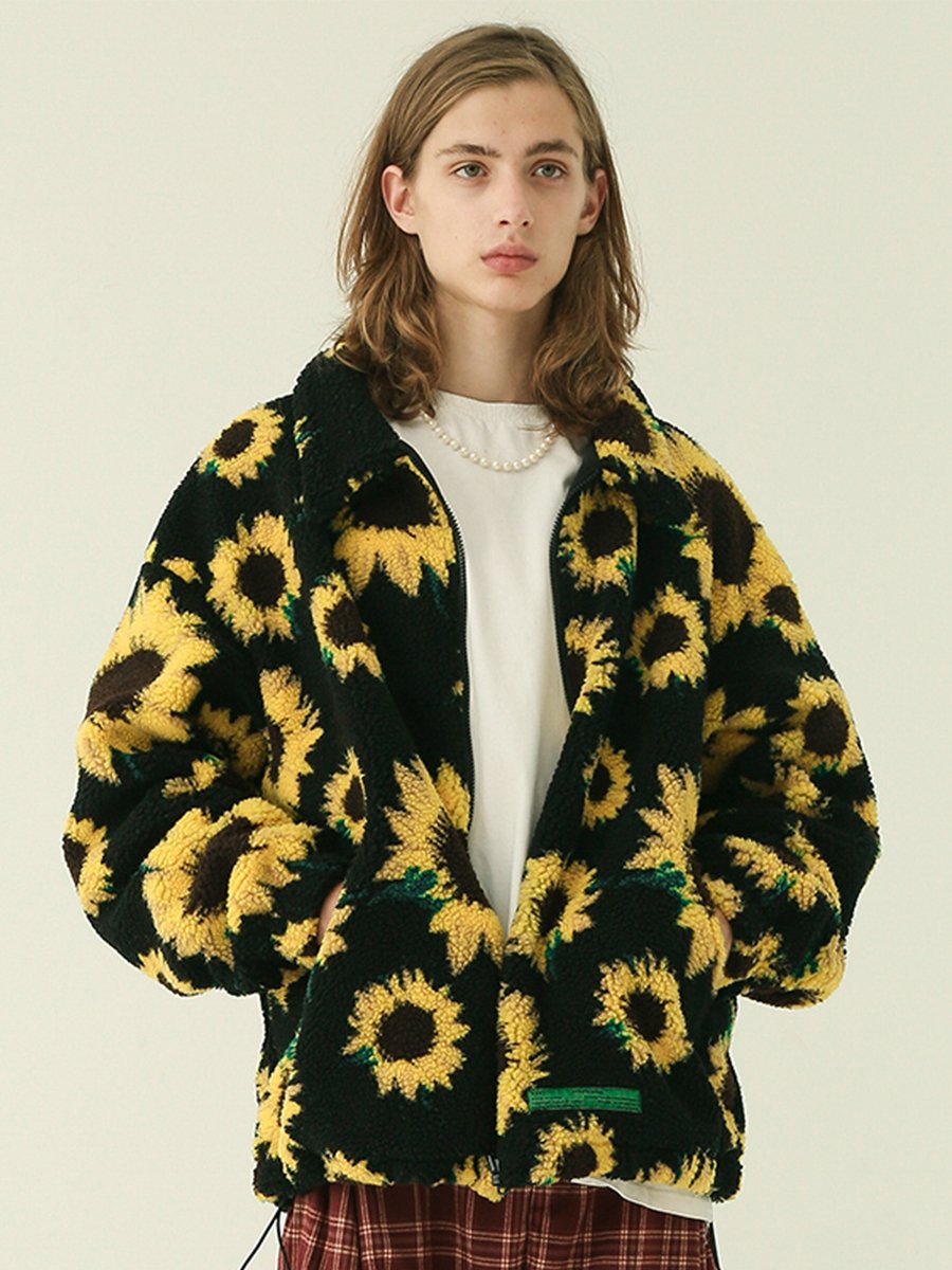 Ernis | Kaschmirmantel aus Lammwolle mit Sonnenblumenmuster für Damen