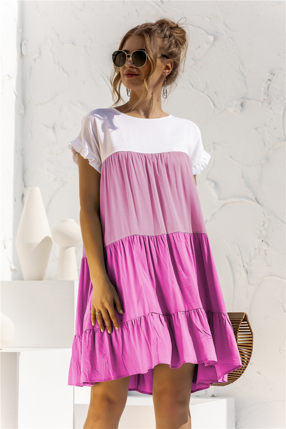 Frederick | Lockeres weites Kleid mit Farbblockmuster