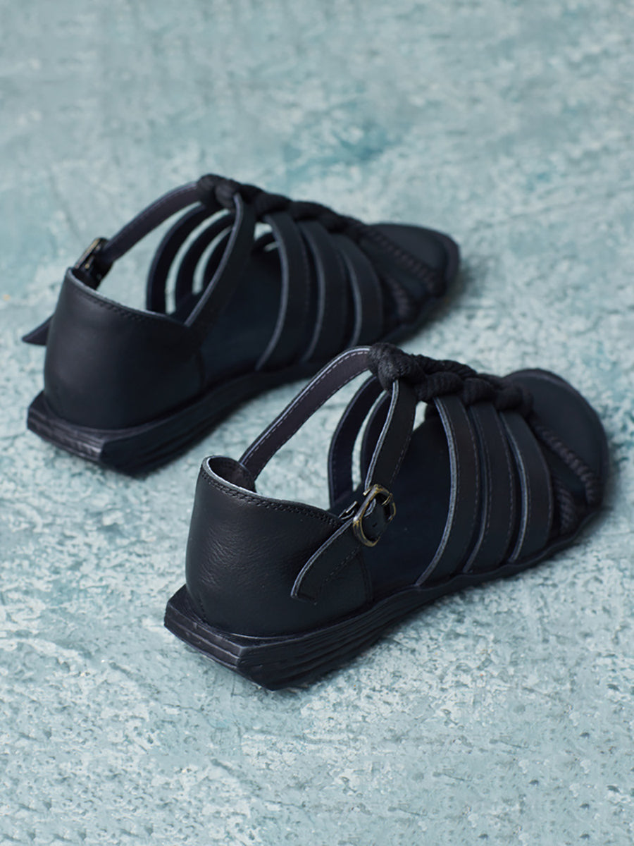 Leann | Damen Vintage Leder Sandalen mit Aussparung