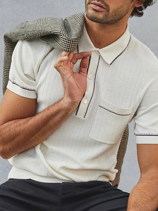 Paul | Old Money Vintage Bluse Gestricktes Poloshirt