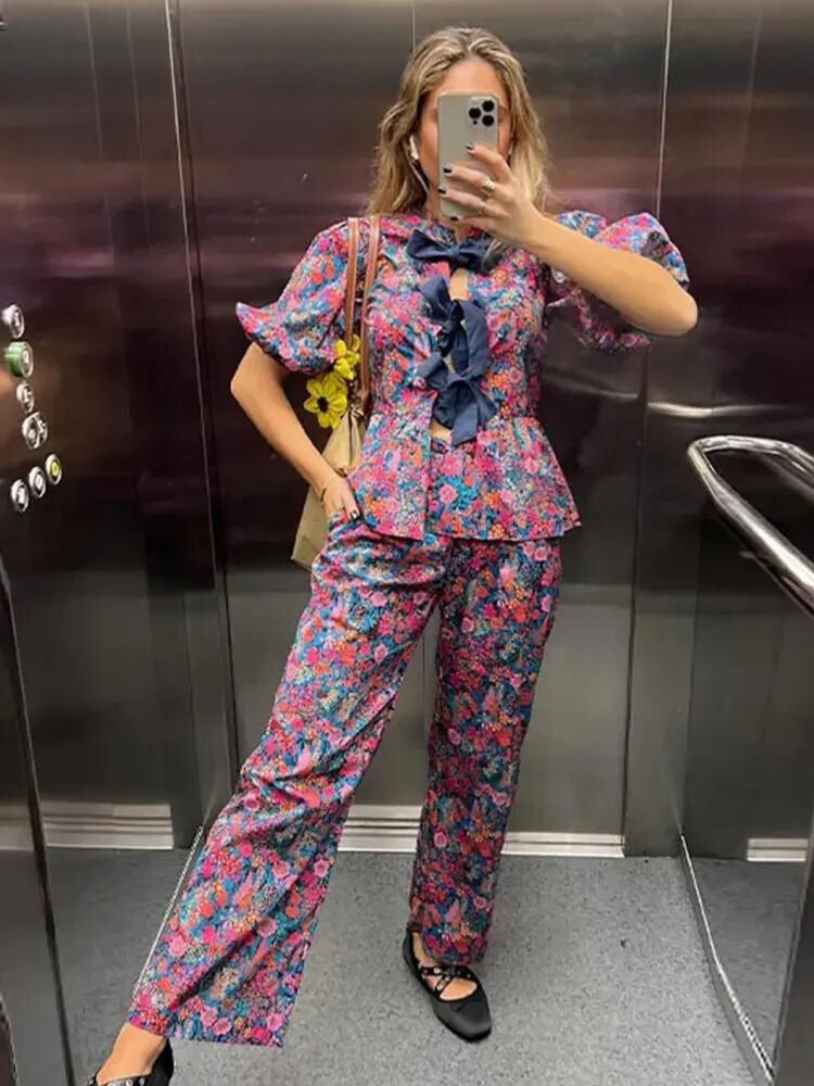 Reena | Wunderschönes blumendruck-spitzenset