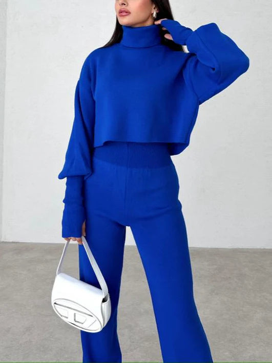 Veila | Bequemer Rollkragen-Strickanzug