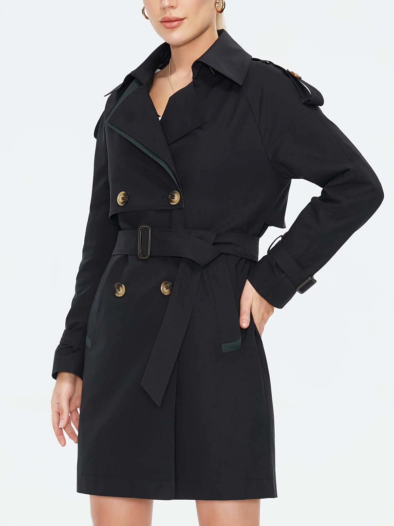 Gracii | Doppelreihiger Damen-Trenchcoat mit verstellbarem Gürtel und Epauletten