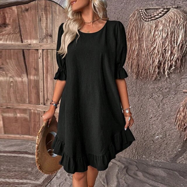 Ursae | Kleid in Terrakotta mit Rüschen