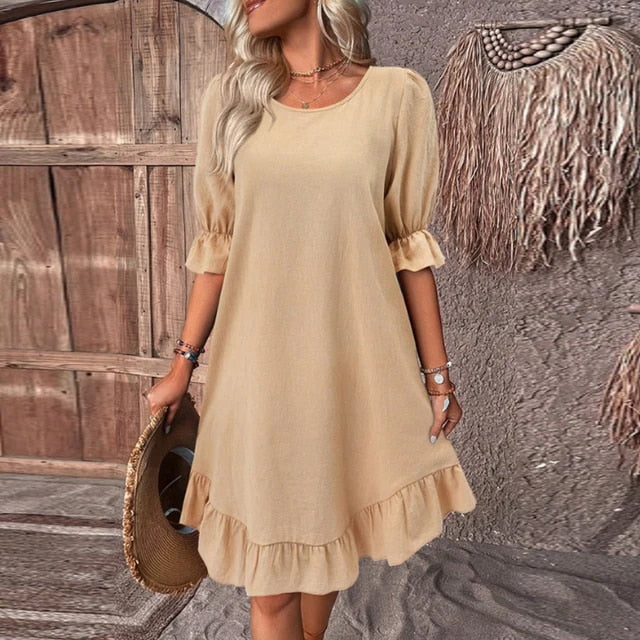 Ursae | Kleid in Terrakotta mit Rüschen