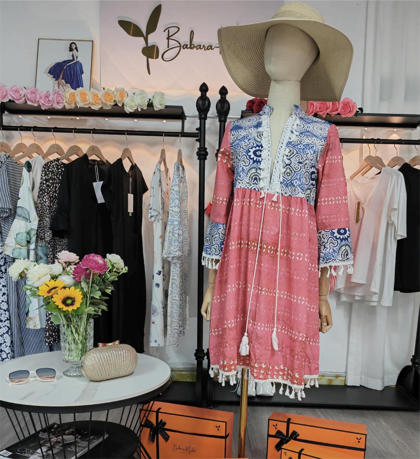 Merryl | Bohemian Minikleid mit Quasten und Kordelzug