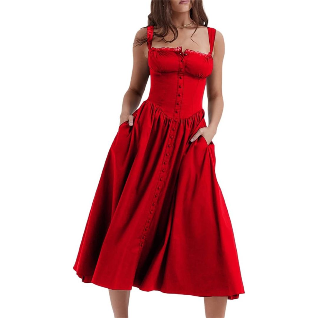 Eya | Schwarzes Midi-Sommerkleid