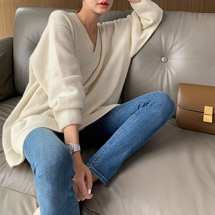 Vesna | Kaschmir-Strickpullover mit V-Ausschnitt