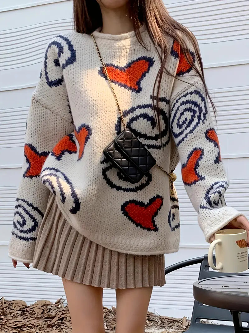 Belisia | Pullover aus Strick mit einem Muster aus Herzen