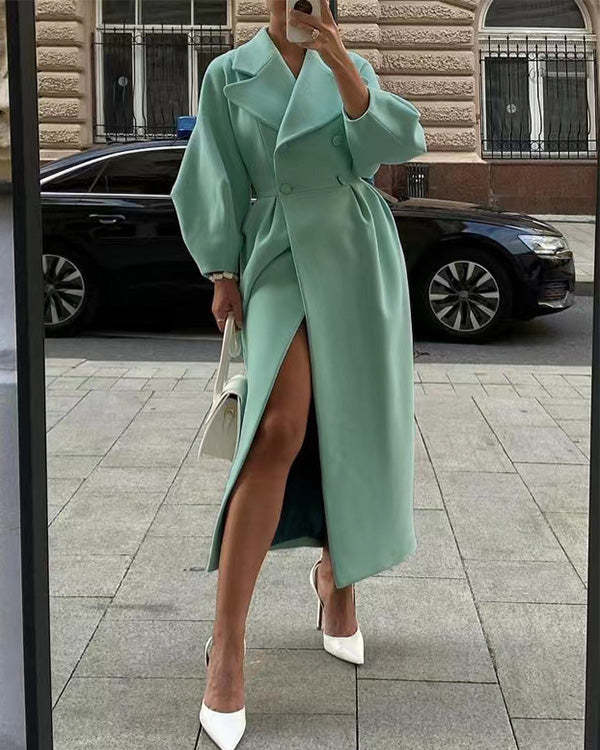 Lucian | Vintage Mantel mit Laternenärmel und Revers aus Wolle