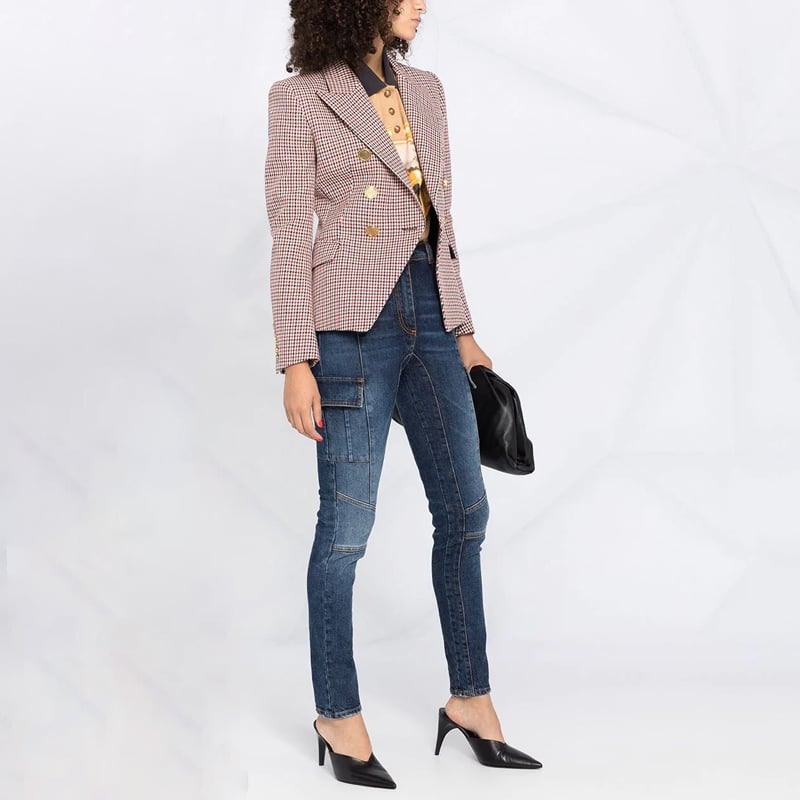 Vienne | Damen Hahnentritt Blazer mit Doppelknopfleiste