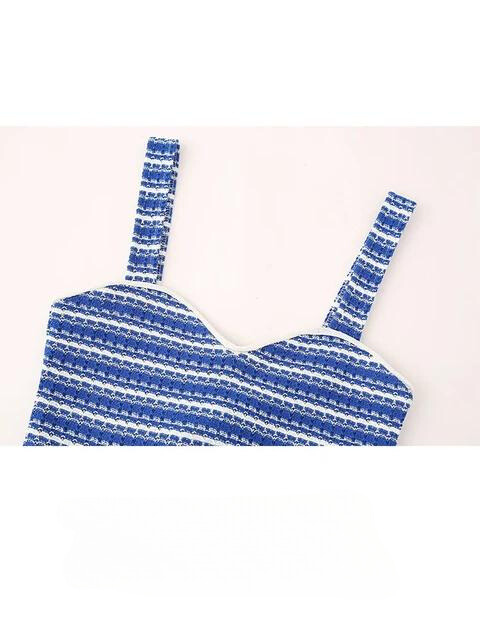 Henna | Gestricktes gestreiftes Top und kurze Hose