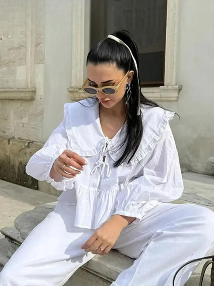 Maurra | Schicke süße spitzenbluse mit schnürung