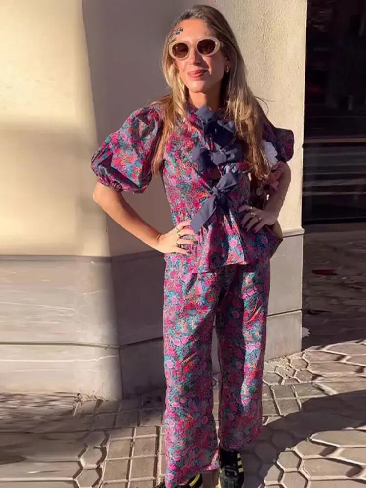 Reena | Wunderschönes blumendruck-spitzenset