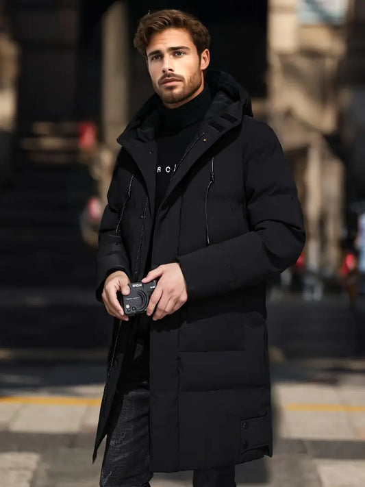 Elein | Herren Langarm-Winterjacke, lässig, einfarbig, mit Kapuze