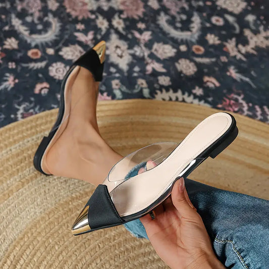 Ulysses | Spitze Zehe Flache Schuhe mit Transparenten Riemen