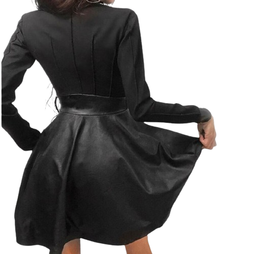 Uerika | Gedurftes Mini-Jurk aus Kunstleder mit Spitzen-Einsatz