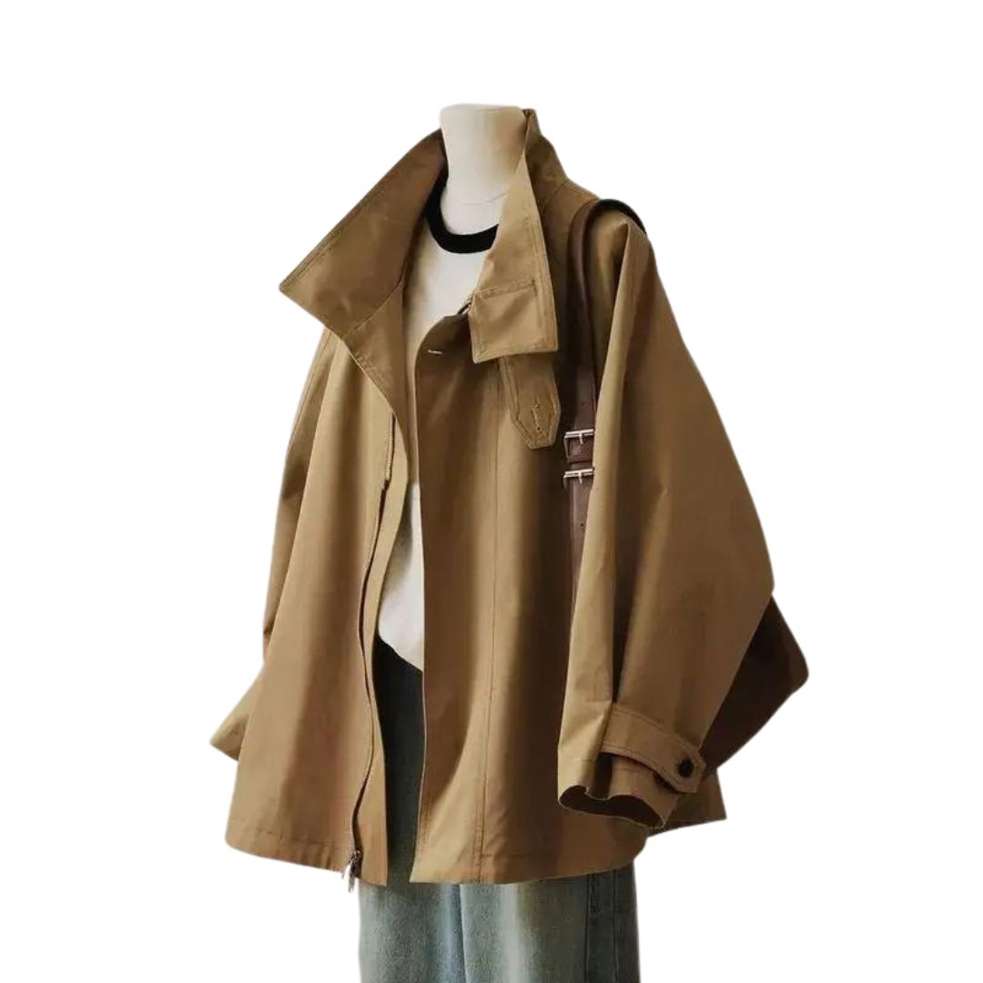 Unai | Strukturierter Trenchcoat mit asymmetrischem Reißverschluss