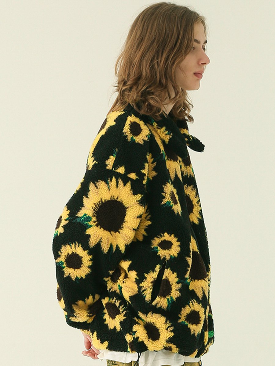 Ernis | Kaschmirmantel aus Lammwolle mit Sonnenblumenmuster für Damen