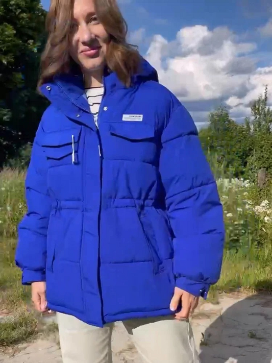 Thyst | Oversized Winter-Daunenjacke für Damen im Parka-Stil mit Kapuze und Reißverschluss