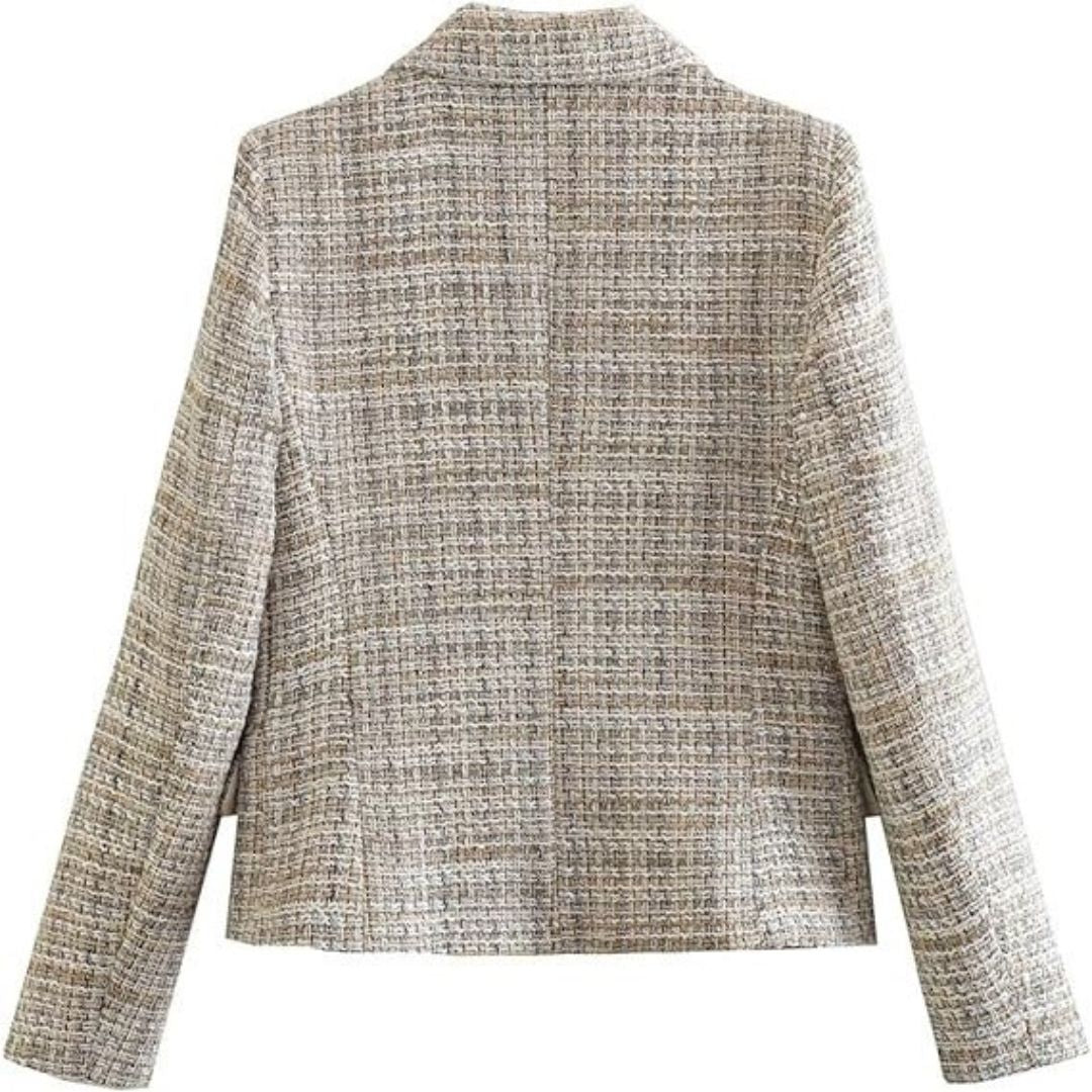 Uptun | Getailleerde Tweed Blazer met Gouden Knoopdetails