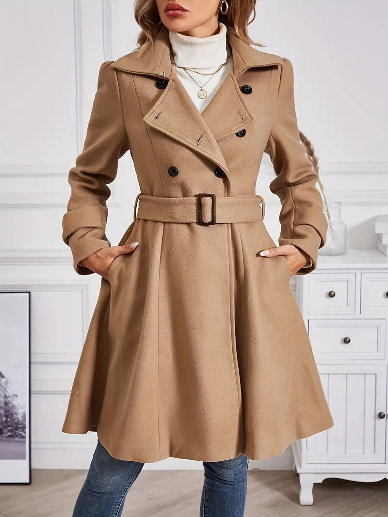 Rench | Eleganter Damen-Trenchcoat mit Gürtel – Polyester, Reverskragen