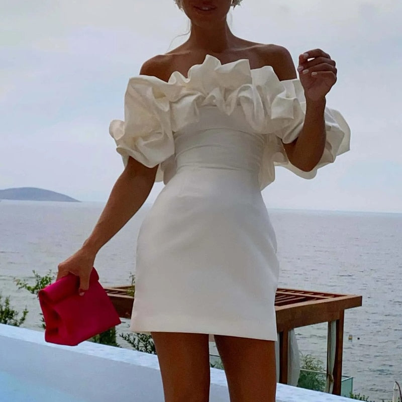 Daxton | Schulterfreies Kleid mit Rüschen