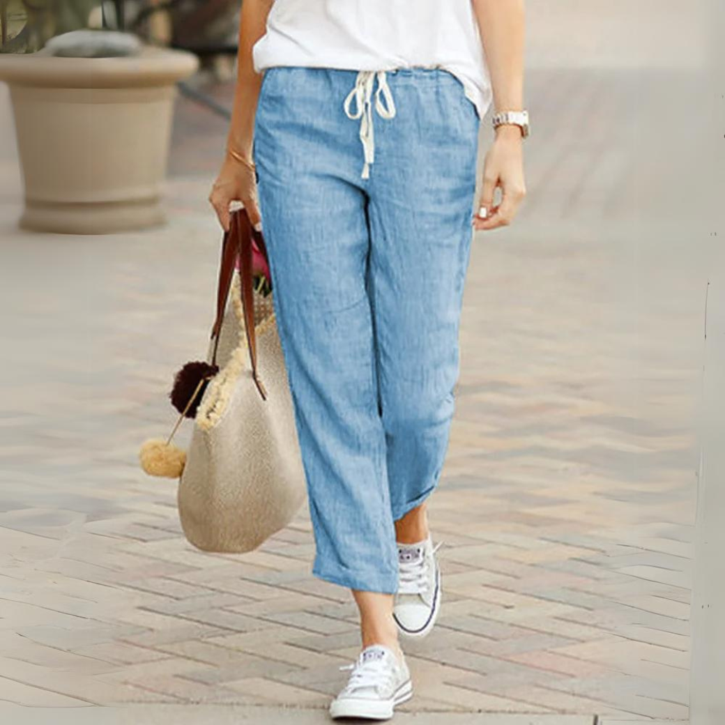 Zaira | Elegante Baumwoll-Leinen-Hose für Damen mit Elastischem Bund