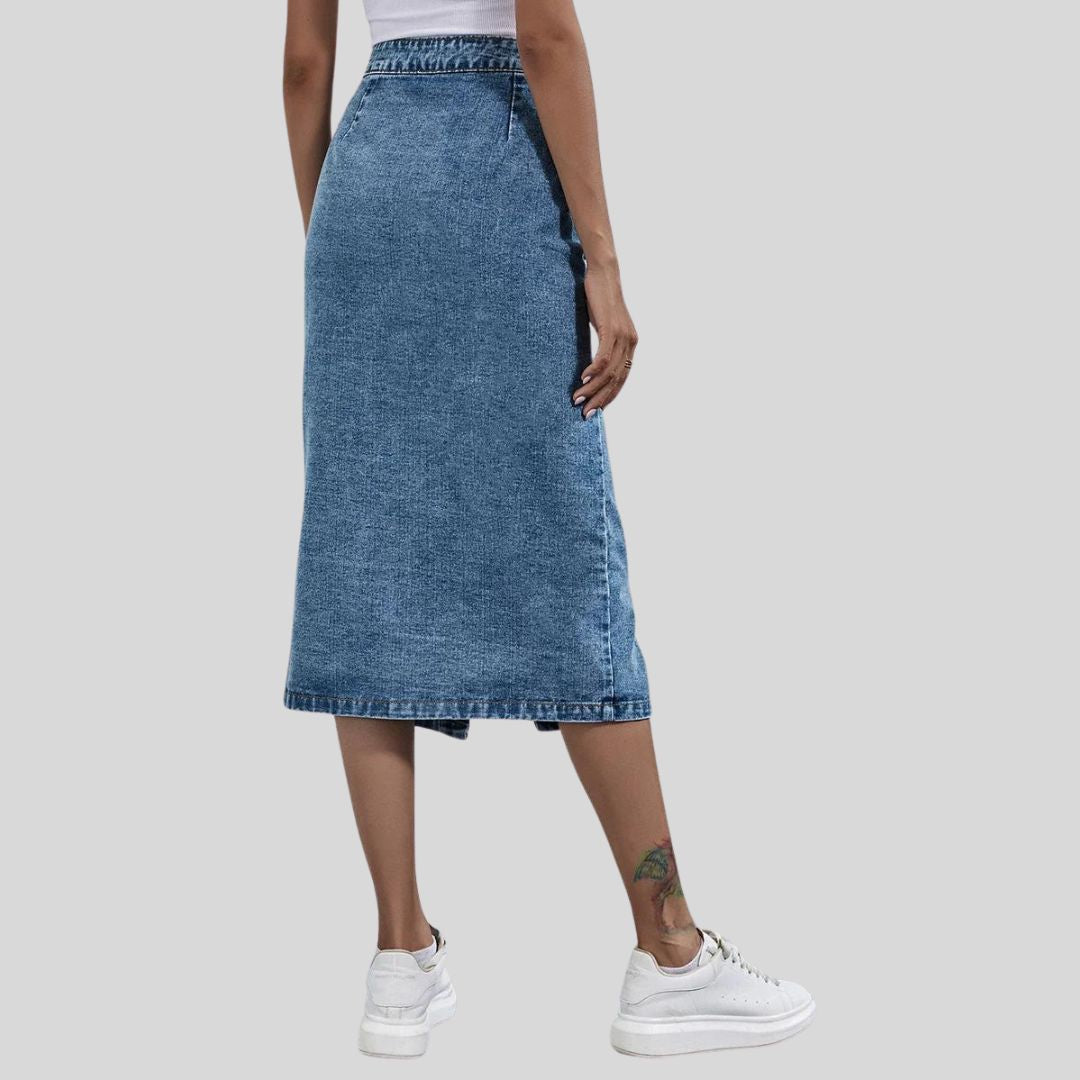 Eulalina | Schicker Denim-Midirock mit Knopfleiste