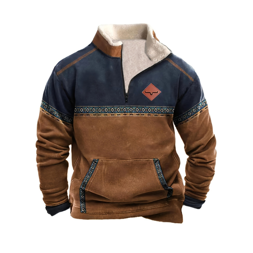 Friedrik | Herren Pullover Vintage mit Reißverschluss und Fleecefutter