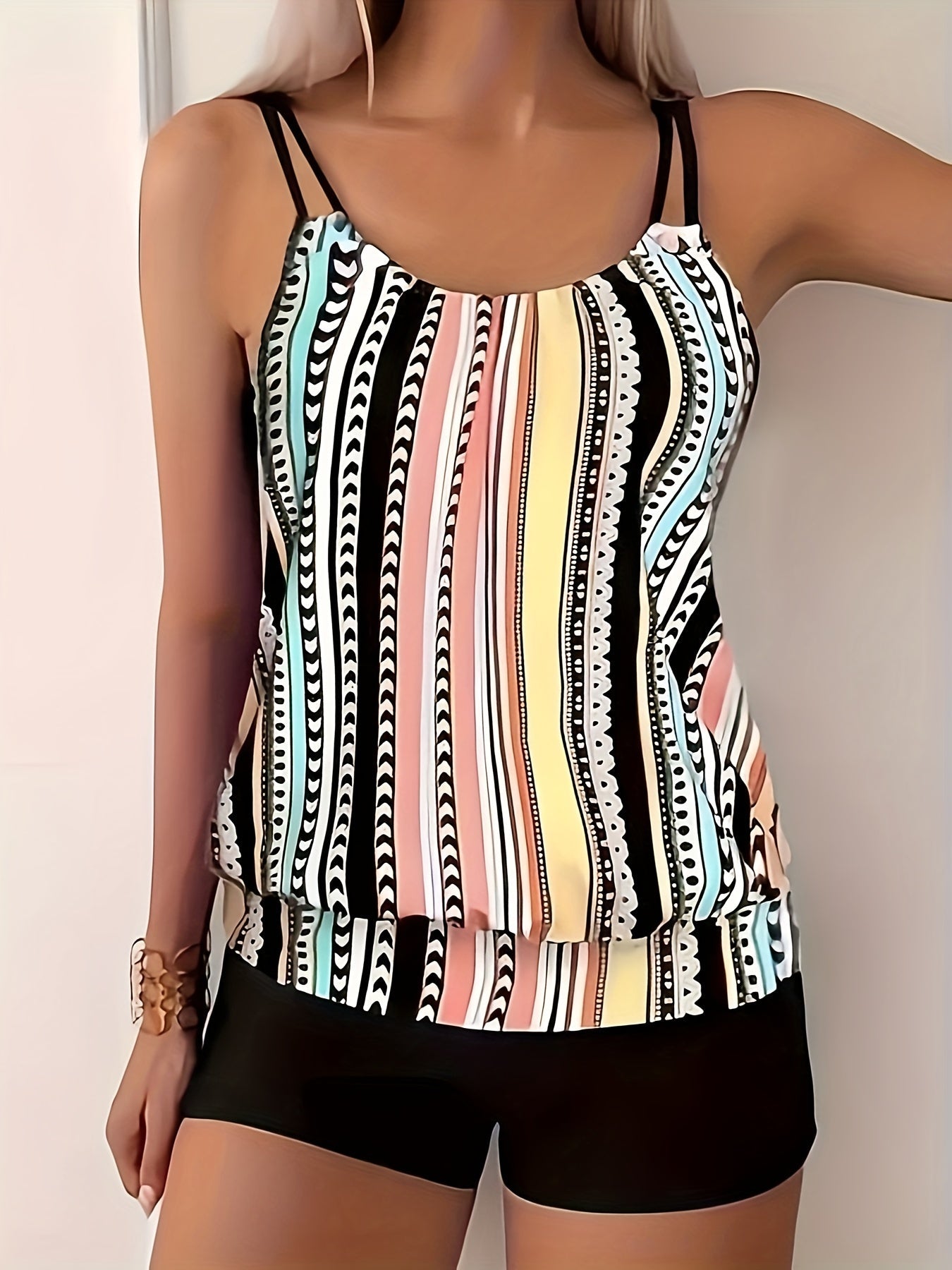 Gwyneth | Buntes Muster Tankini Top