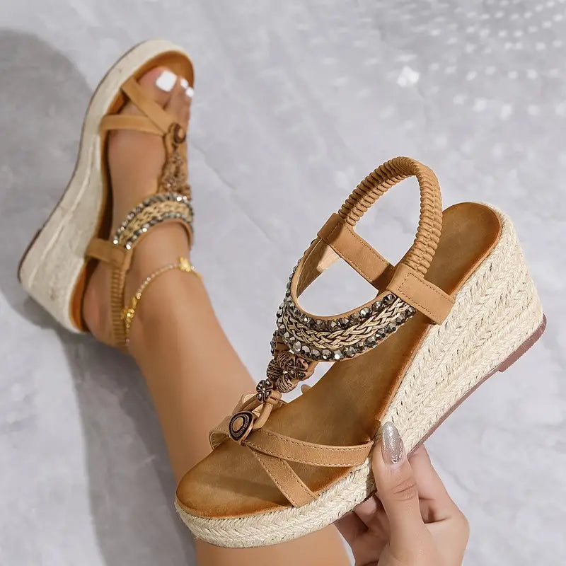 Sterling | Glamouröse Espadrilles mit offener Spitze und Plateau