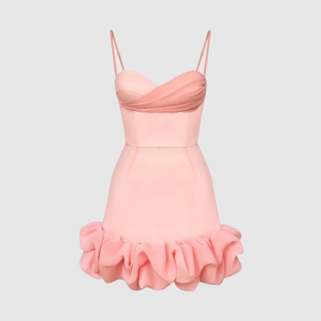 Gisele |  Kleid mit Herzausschnitt und Rüschen-Saum